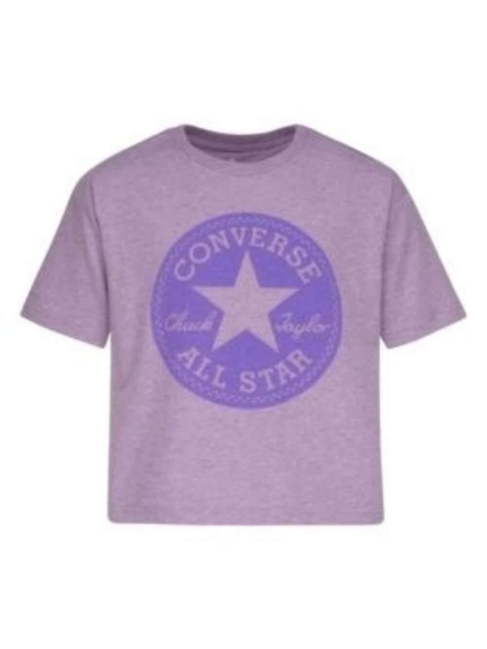 Converse Big Girls Boxy-Fit Patch Logo Graphic T-Shirt, Violet Star Heather, Sz.